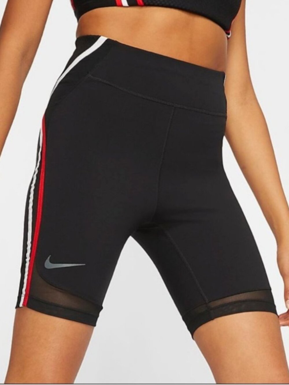 Nike retro y2k sheer mesh striped high rise maximalist athletic bike shorts